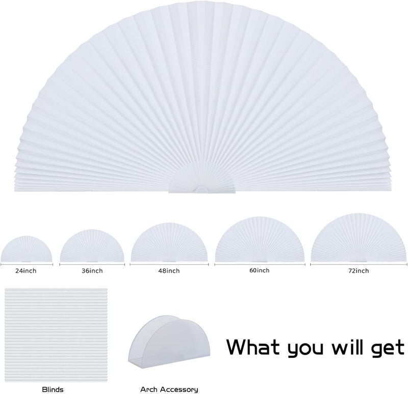 Maritown Arch Window Shade Blackout Cellular Shades Half Circle Moon Window Covering No Drill Honeycomb Cordless Blinds for Indoor Window Room Darkening Easy Install Light Blocking Blinds (1, White, 36x18inch) - Image 4